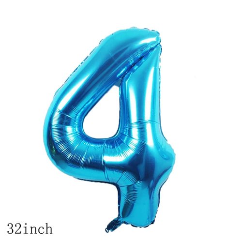 Chaungfu Balloons, 11 pcs Foil Balloons 4 Year Old for 4st Birthday Party Supplies Decor, Confetti Balloon Kids Party Balloon Birthday Party Supplies 4 Years Old Birthday Balloon for Kids (4th, Blue)