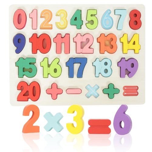 Number Puzzle - Montessori Wooden Puzzles for Toddlers 3-5 | Shape Learning Puzzle Learning Toy for Toddlers 3-5 number blocks toys for kids | Toddler Learning Toys Preschool Educational Gift for Kids