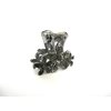Generic Small mini silver metal gray blue three flower crystal hair claw bridal clip