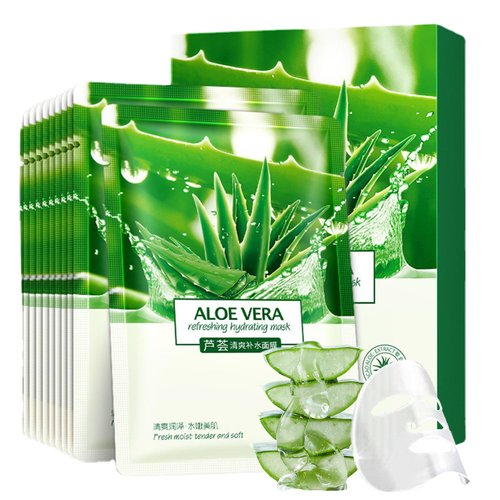 Aloe Vera Soothing Face Masks,10 Pack Soothing Hydrating Skincare Sheet Mask,Soothing Facial Mask for All Skin Sun Care,Calming Sheet Masks for Women Men Girls
