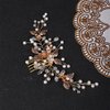 YERTTER Bridal Floral Crystal Leaf Bridal Hair Comb Clip Pearl Wedding Hair Accessories for Bride Bridesmaid Flower Girls (Gold)