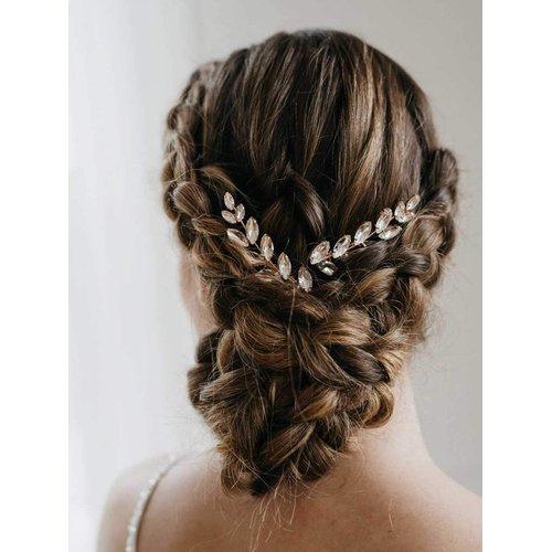 Catery Bride Wedding Hair Comb Rhinestones Braid Headpieces Bridal Hair Accessories for Women and Girls Pack of 2 (Rose Gold)