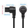QIANRENON 90 Degree Angle USB C 3.1 Panel Flush Waterproof Cable 10Gbps Type C 3.1 Male to Right Angle Female Extension Cable, Threaded to Dashboard or Panel, 30cm/11.8in (Up&Down Bend)
