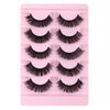 D Curl Russian Strip Lashes, Natural Look Wispy Faux Mink Lashes Reusable Fluffy Natural False Eyelashes Extensions, 5 Pairs