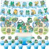 Turtle Birthday Party Decorations Supplies with Happy Birthday Banner, Cake Topper, Cupcake Toppers, Latex Balloons, Ribbons, Sea Turtle Blue for Baby toddler Kids Boy shower Birthday Decorations
