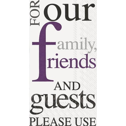 IHR Ideal Home Range Dinner Napkins Disposable 3-Ply Paper Hand Towels, 8.5" x 4.5", Please Use (Purple), 16-Count