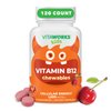 VitaWorks Kids Vitamin B12 1000 mcg Chewable Tablets - Tasty Natural Cherry Flavor - Vegan, GMO-Free, Gluten Free, Nut Free - Dietary Supplement - Cellular Energy Vitamins for Children - 120 Chewables