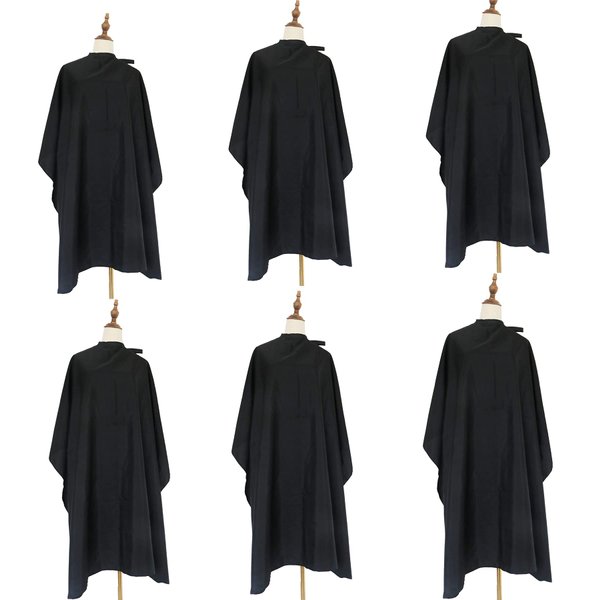 Salon Barber Hairdressing Capes with Snaps Hair Cutting Cape Hair Stylist for Women Men Adults Kids Black Waterproof (6PCS)