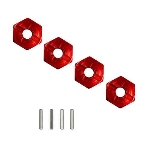 4Pcs Aluminum 14mm Wheel Hex Adapter for 1/10 Arrma SENTON Arrma VORTEKS Arrma Typhon Arrma Big Rock Arrma Granite RC Car Upgrade Parts(Red)