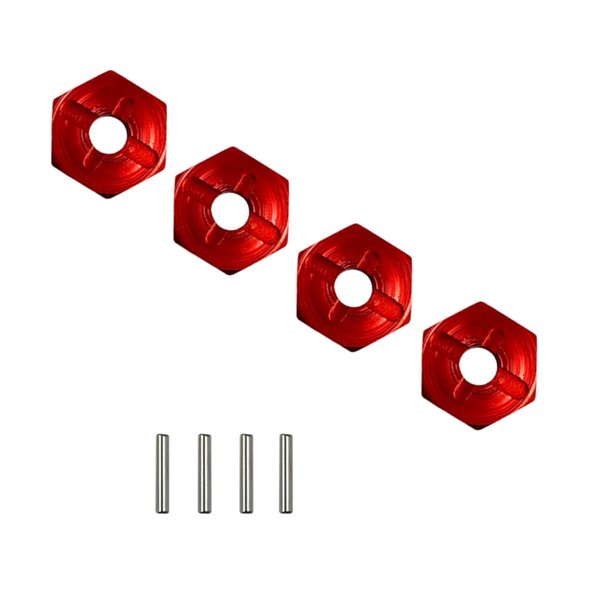 4Pcs Aluminum 14mm Wheel Hex Adapter for 1/10 Arrma SENTON Arrma VORTEKS Arrma Typhon Arrma Big Rock Arrma Granite RC Car Upgrade Parts(Red)