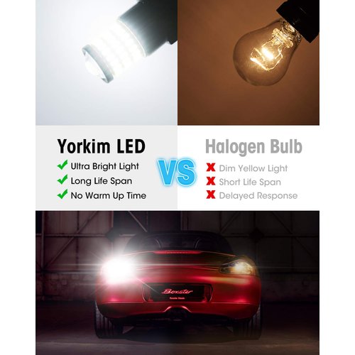 Yorkim 3157 Led Bulb White 3157 Led Reverse Lights Bulb with Projector 3056 3156 3057 4057 4157 T25 Led Bulbs replacement for Backup Reverse Light Tail Light Brake Light DRL, Pack of 2
