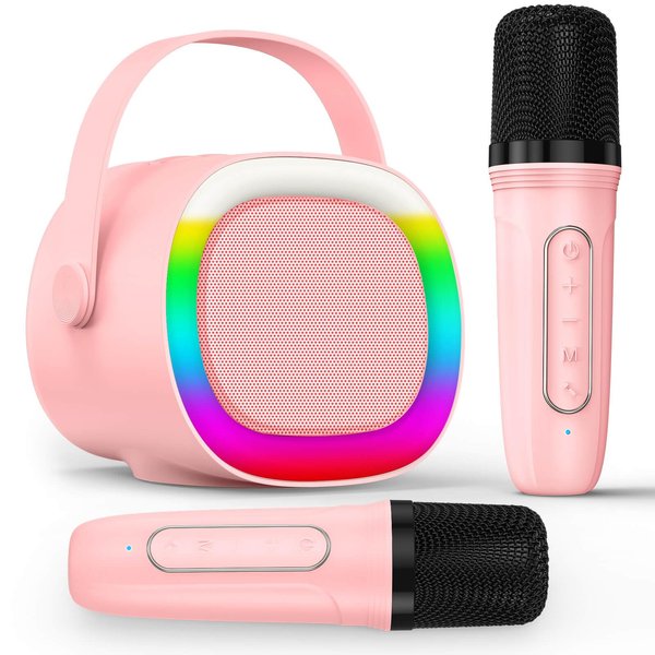 LENRUE Karaoke Machine for Kids with Wireless Microphone, 4 Magic Voices, Colorful Light, Karaoke for Girls Boys, Best Birthday Gifts for Kids 4, 5, 6, 7, 8, 9, 10, 11, 12+ (2 MIC)