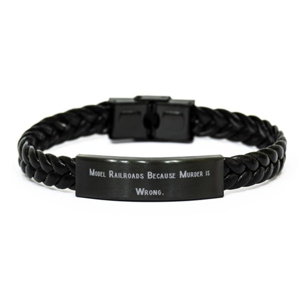Useful Model Railroads Braided Leather Bracelet, Model Railroads Because Murder, Present For Friends, Unique Gifts From Friends, Modelrailroadslovegifts, Model trains, Railway models, Toy trains,