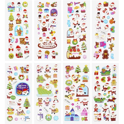 LUTER 3D Puffy Stickers Variety Pack for Christmas Theme Including Christmas Tree, Santa, Reindeer, Snowman, Snowflakes 3D Stickers for Kids&Toddlers, Kindergarten Supplies