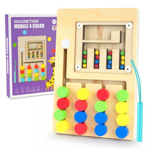 Wooden Color Matching Puzzle Toys Montessori Toys for 3+ Years Old Brain Teasers Game Develop Minds Board Game Travel Activity for Boy Girl Ideal Christmas Birthday Gifts(4 Color)