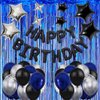 Blue and Black Birthday Decorations for Men, Navy Blue Birthday Party Supplies with Banner, Fringe Curtain, Star Foil Balloons for 13th 16th 18th 21st 25th 30th 40th 50th 60th Birthday Decorations