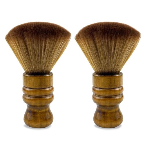 G. S. I. Professional Neck Hair Duster |Barber Brush Neck Duster | Professional Barber Accessories | Hair Styling Tools | Brown Hair Brush | Duo Pack - 14 x 4.5 cm