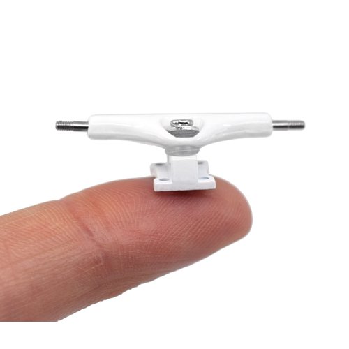 Teak Tuning Prodigy Swerve Fingerboard Trucks, White Colorway - 34mm Wide - Inverted Kingpin - Professional Shape, Appearance & Components