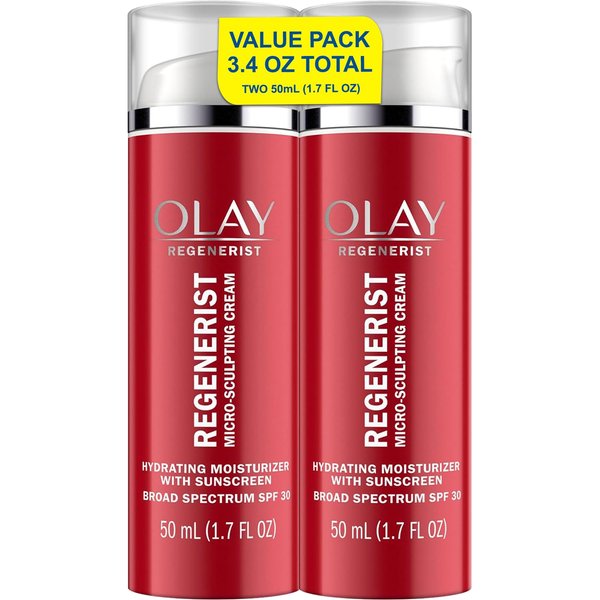 Olay Face Moisturizer Regenerist Microsculpting Cream With SPF 30 Sunscreen for Advanced Anti-Aging, 1.7 Fluid Ounce (Pack of 2)