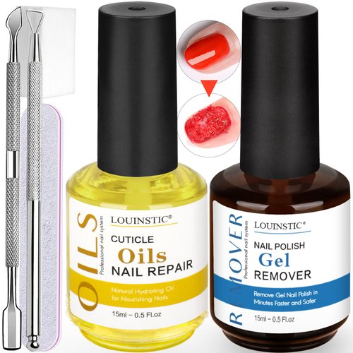 Gel Nail Polish Remover,Professional Gel Polish Remover Kit with Cuticle Oil for Nails(1pc nail file,cuticle pusher)