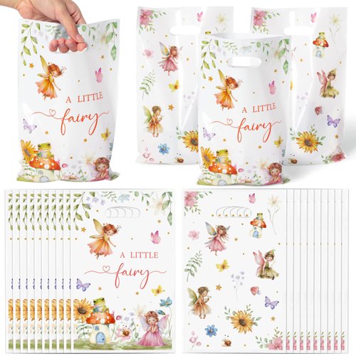 Fairy Party Favor Bags - 50Pcs A Little Fairy Goody Candy Treat Gifts Bags, Watercolor Floral Gir...