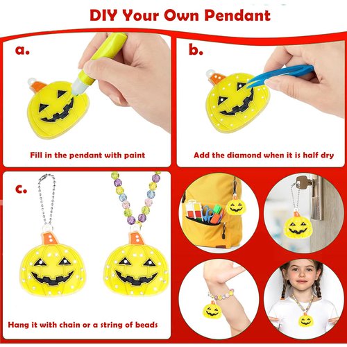 Meijiaxin DIY Crystal Paint Arts and Crafts Set, Window Art for Kids Suncatcher Kits, Crystal Pendant, DIY Halloween Décor by Kids