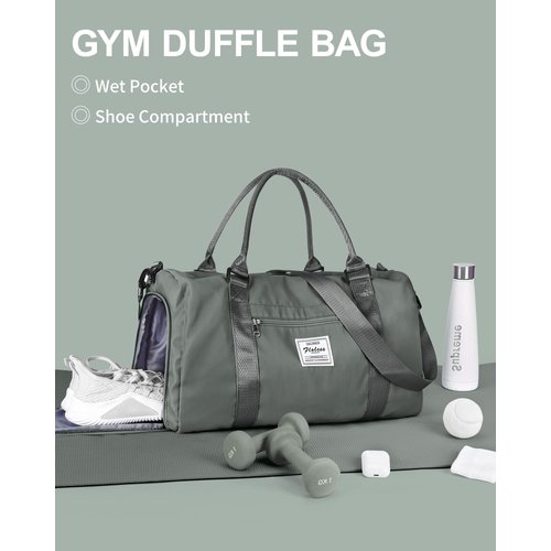 Gym Bag Womens Mens with Shoes Compartment and Wet Pocket,Travel Duffel Bag for Plane,Sport Gym Tote Bags Swimming Yoga,Waterproof Weekend Overnight Carry on Bag Hospital Holdalls