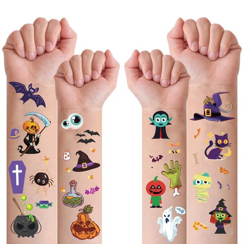 298 PCS Halloween Decorations Party Favors Temporary Tattoos for Kids，Halloween Assorted Trick or treat Halloween Fake Tattoo Stickers for Boys Girls Goody Bag Stuffers Prizes