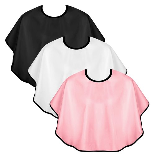 KALIONE 3 Pcs Makeup Capes for Clients Beauty Salon Makeup Bibs Shorty Smock for Clients Lightwei...