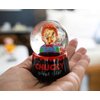 Toynk Child's Play Chucky Wanna Play? 3-Inch Mini Snow Globe with Swirling Glitter Display Piece | Horror Movie Collectible Keepsake, Red, (CK1320JS)