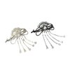 Leadigol Flower Tassel Hair Barrettes,Hair Grip Clip Chinese Style Bow Knot Rhinestone Women Ponytail Holder Elegant Alloy Hair Clip