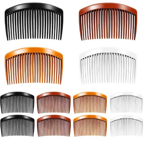 12 Pieces French Side Hair Twist Comb Plastic Decorative Hair Comb Clips with Teeth Styling Hair Side Combs Hair Combs for Women Accessories Fine Hair(23 Teeth)