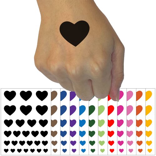 Heart Solid Temporary Tattoo Water Resistant Fake Body Art Set Collection - Hot Pink (One Sheet)