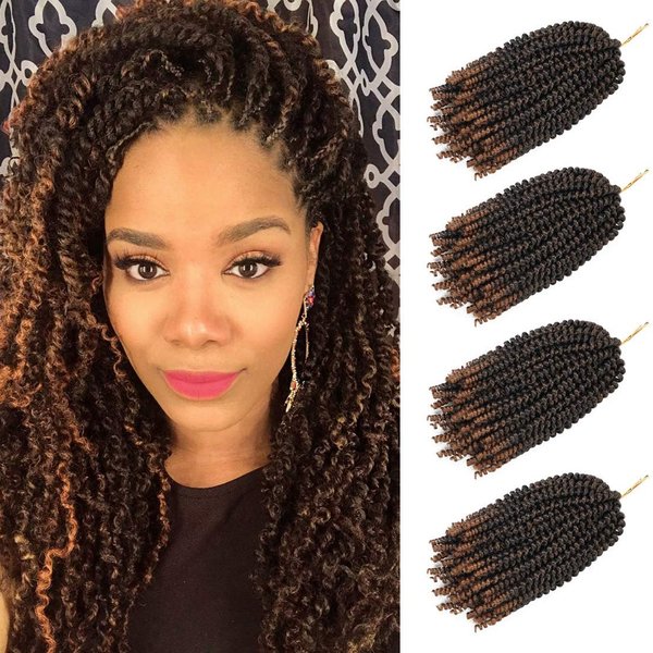 30 Strands YEBO Spring Twist Hair 4 Packs 8 Inch Spring Twists Crochet Braiding Hair Ombre Colors Synthetic Hair Extensions 30 Strands/Pack, 110g/Pack(T30)