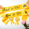 2ooya 4Pcs Bee Maternity Sash Set Yellow Bee Mom to Bee & Dad to Bee Sash Kit with Corsage Pin Bee Theme Pregnancy Sash Keepsake for Boy and Girl Baby Shower Gender Reveal Party Photo Prop Gift