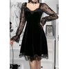 Goth Women Gothic Black Dress Dark V Neck Grunge Sexy Dress Aesthetic Autumn Vintage Long Sleeve Harajuku Mini Dress