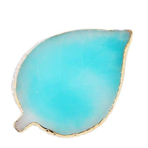 ccHuDE 1 Pcs Leaf Resin Nail Art Palette Painting Makeup Palette Tray Cosmetic Nail Gel Polish Colors Mixing Pallet Blue