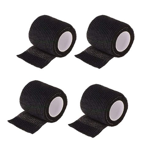 4 Rolls Tattoo Grip Cover Wrap Disposable Cohesive Tattoo Grip Tape Wrap Self Adhesive Sports Bandage Wrap Elastic Tattoo Grip Tape Tube for Tattoo Machine Tattoo Grip Accessories, Black