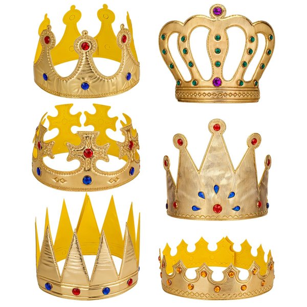 Xthrotsenk 6 Pcs Birthday King Crowns Foam Crowns Prince Princess Gold Crown King Queen Crown Hat Cap with Gems for Birthday Party Supplies Halloween Crown