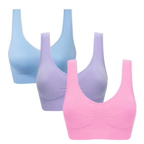 Vermilion Bird Women's Seamless Comfortable Sports Bra with Removable Pads 3 Pack XXL