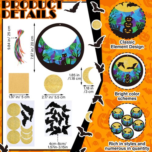 Chiisong 24 Sets Halloween Bat Tissue Sign Craft Kit for Kids Halloween Craft Bulk DIY Bat Craft Kits Halloween Party Supplies Classroom Decoration Fun Home Actives