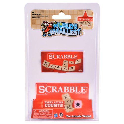 World's Smallest Scrabble, Miniature Magnetic Board, 98 Letters, 5 Blank Tiles & Portable Case, Family Game, Classic Scrabble Game, Perfect for Stocking Stuffers, Easter Gifts, Party Favors, Ages 8+