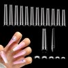 600PCS No C Curve Coffin Nail Tips, XXL Clear Coffin Nail Tips for Acrylic Nails Professional, Long Coffin Nail Tips Half Cover Flattened Acrylic Nail Tips Fake Nails for Nail Salon Home DIY 12 Sizes