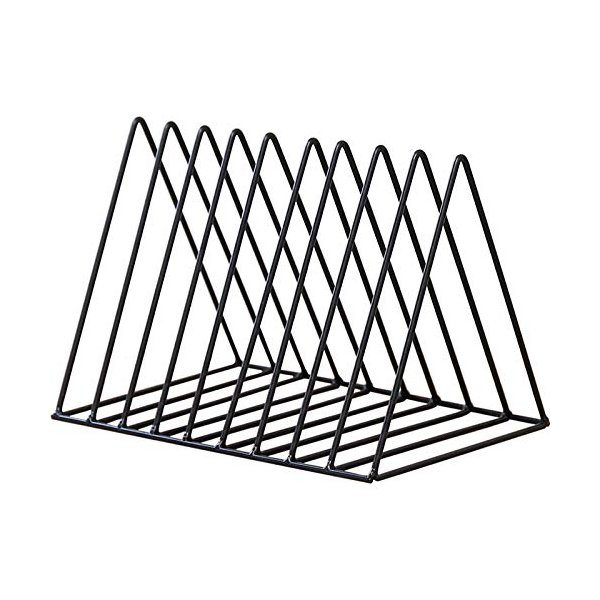 Cq acrylic Triangle File Folder Racks and Magazine Holder,10 Lattice Metal Newspaper Holder Magazine File Storage for Office Home Decoration,Black