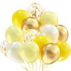 KBZVNAF Yellow White Gold Confetti Balloons - 60 Pack 12 inch Pastel Yellow Latex Party Balloon for Sunflower Honeybee Theme, Birthday, Baby Shower, Wedding Decorations