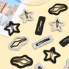 Snap Clips Cloud Hair Clips Snap Hair Barrettes Non Slip Star Hair Accessories Metal Hair Clips for Girls Women -12P-Sliver & Black