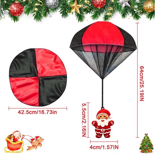 H-Style Parachute Toys, 4PCS Christmas Parachute Toys, Santas, Reindeer, Snowmen & Xmas Tree, Stocking Stuffers for Kids, Christmas Toys for Christmas Party Favors Xmas Gifts Goody Bag Filler