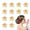 Weigongr Hair Clips, 12PCS Girls Flower Cute Claw Clips, Mini Hair Barrettes, Gold Metal Hair Clips for Thin Thick Hair, Decorative Hair Accessories