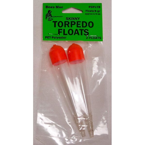 Beau Mac PET Clear Skinny Torpedo Slip Floats - 12g