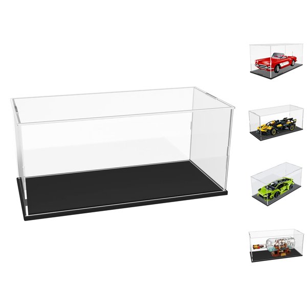 Choowin Acrylic Display Case for 1/15 Scale Diecast Model Car Thickened Clear Acrylic Display Case for Lego 10321 42151 92177 Display Case for Collectibles Assemble Dustproof Display Box(Black Base)